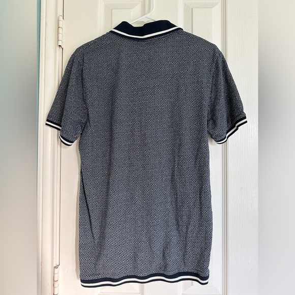 Ben Sherman Navy Blue and Gray Geometric Pattern Polo size Medium - Picture 4 of 7